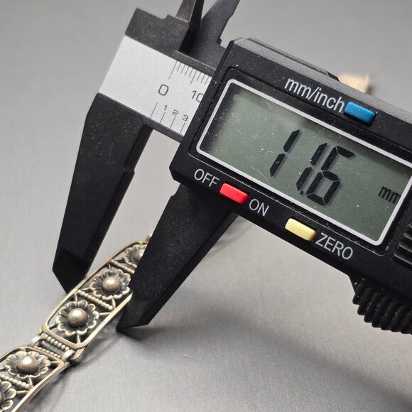 VTG Sterling Silver 925 Flower Link Bracelet Box Clasp 7in 16.76g Hand Assembled - Picture 9 of 11